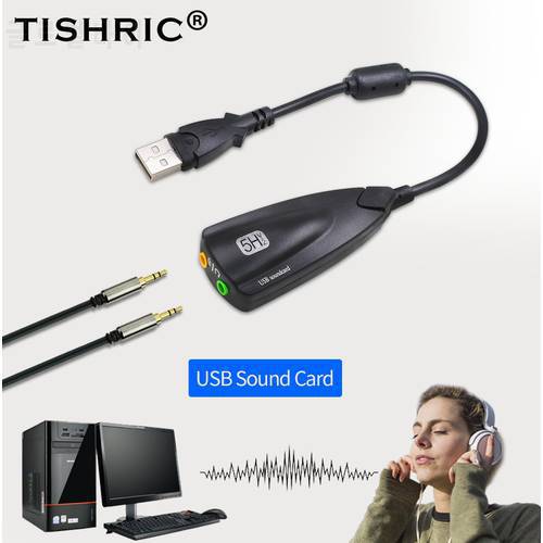 TISHRIC 5HV2 USB External Sound Card 7.1 with 3.5mm USB Audio Adapter Headset Microphone Sound Card For Laptop PC Professional