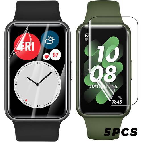 5Pcs Hydrogel Protective Film For Huawei Band 7 6 Honor Band 6 Huawei Watch Fit/Honor Watch ES Full Screen Protector Cover