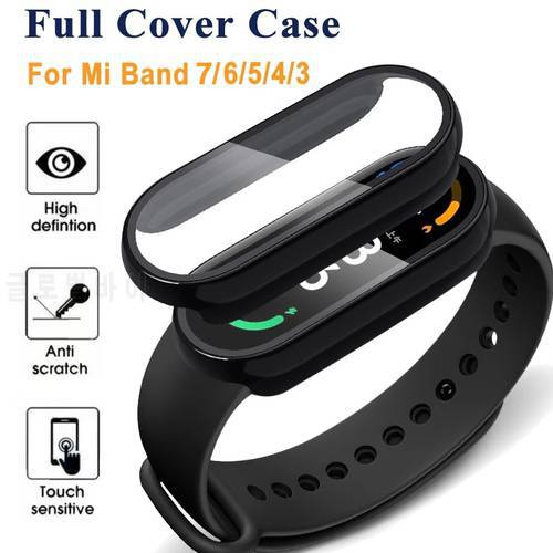 2in1 Screen Protector Case+3D Film for Xiaomi Mi Band 7 6 5 4 3 Full Cover Protective Shockproof Frame Cover for Miband 6 7 NFC
