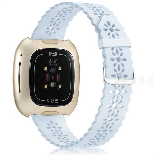 2022 Summer Soft Flower Hollow Out Strap for Fitbit Versa 3 2 1 Silicone Smart Watch Band for Fitbit Lite Sense Bracelet Hot