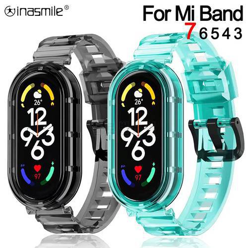 Strap For Xiaomi Mi Band 7 6 5 4 3 Clear Soft TPU Resin Replacement Wristband for Miband 5 Miband 6 Miband 7 Silicone Bracelet