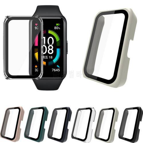 PC Case Screen Protector Glass For Huawei Band 7 6 Pro Full Protective Shell Film For Huawei Honor Band6 Band7 Protective Sleeve