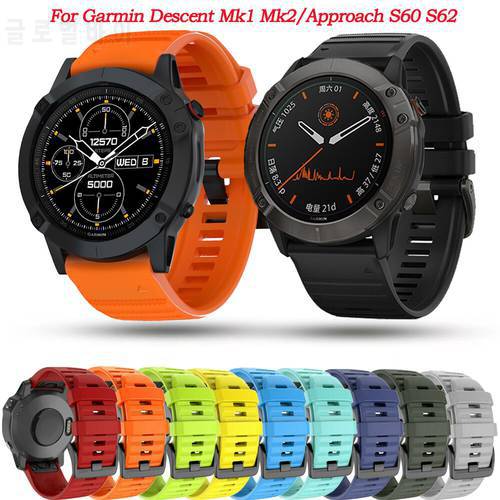 26 22MM Silicone Watch Band Strap For Garmin Fenix 5X 6 6X 7 7X Mk1 Mk2/Approach S60 S62 Smart Watchband Quick Release WristBelt