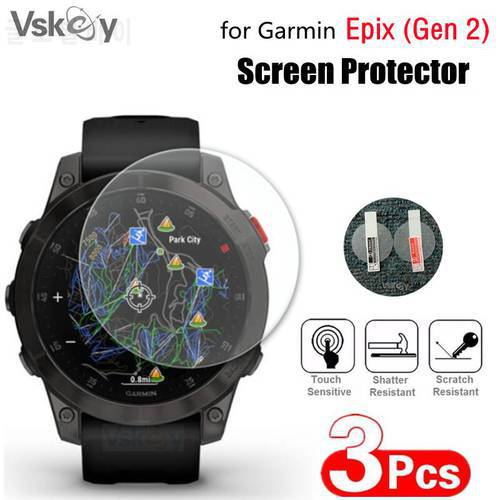 VSKEY 3PCS Smart Watch Screen Protector for Garmin Epix Gen 2 Round Tempered Glass Anti-Scratch Protective Film