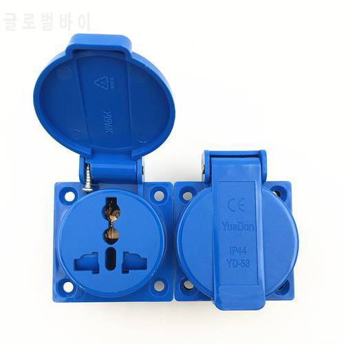 Multi - function industry safety outlet 10A 250V IP44 CE universal waterproof power connector socket