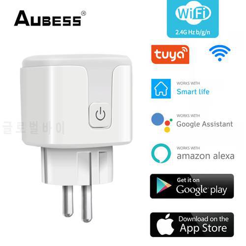 Aubess WiFi Smart Plug Sockets 16A EU Power Outlet Tuya/Smart Life APP Wireless Control Plugs Adaptors Smart Home Automation