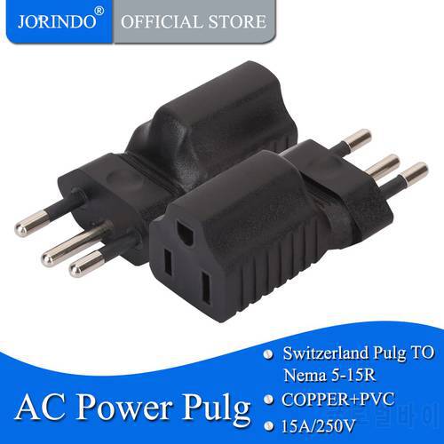 JORINDO Brazil to 5-15R Brazil male to Universal US 5-15R Female Power Plug 3 Round Converter 5-15R to Brazil Power adapter