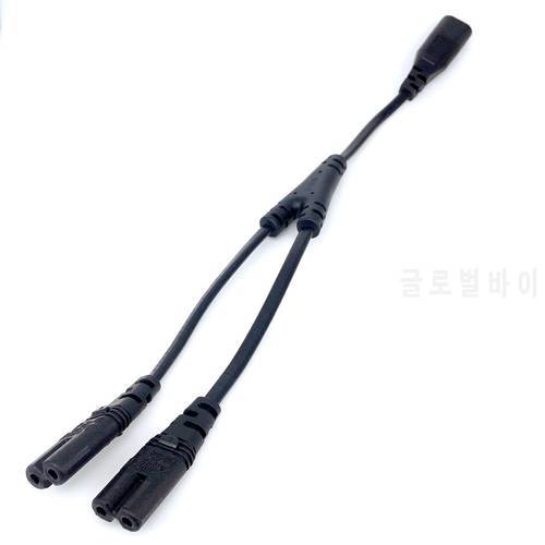 IEC 320 C8 Male to Dual C7 Female Y Split Power Cable, IEC 2Pin Figure 8 Male to 2 Female Cord 30CM