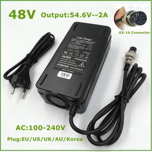 48V Lithium Battery Charger for Kugoo M4 C1 X1 M4 Pro Speedway leger Electric Scooter Power Fast Charging Adapter Output 54.6V2A