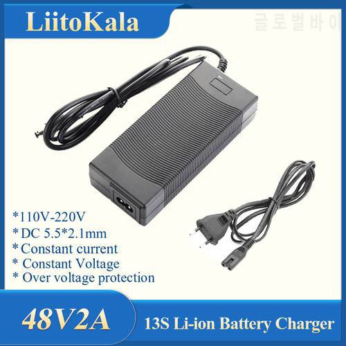 Hk liitokala 54.6 v charger 13 s 48 v 2a li-ion battery charger dc output 5.5 * 2.1mm 54.6 v lithium polymer battery charger