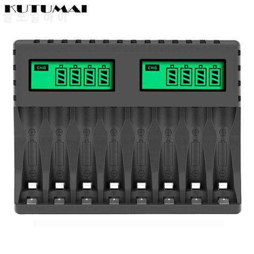 Battery Charger LED Display Smart Intelligent 8-Slot Chargers For AA/AAA NiCd NiMh Rechargeable Batteries USB Type C Interface