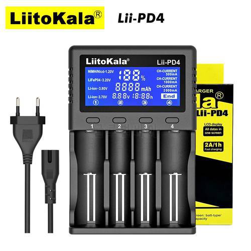 Liitokala Lii-202 Lii-402 Lii-500 Lii-PD4 LCD Battery Charger Smart Charging 18650 3.7V 18350 26650 18350 NiMH Lithium Battery