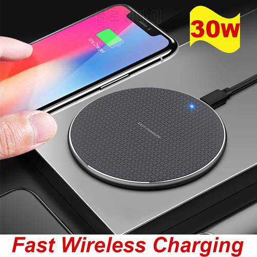 30W Wireless Charger for iPhone 13 12 11 Xs Max X XR 8 Plus Fast Charging Pad for Ulefone Doogee Samsung Note 9 Note 8 S10 Plus