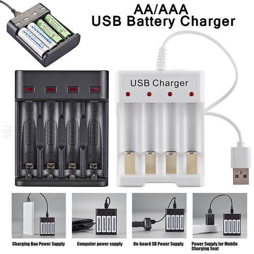 Universal 4 Slot USB Battery Charger AA/AAA Rechargeable Battery Smart IC Control Prevent Overcharging Batteries Power Accessory