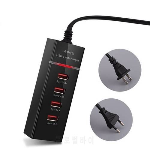 1pc EU/US USB Power Charger Multi-use 4-USB Output Ports Travel Wall Hub Power Socket Charger Electrical Socket Plugs Adapter