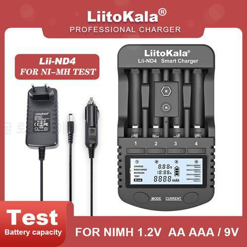 LiitoKala Lii-ND4 NiMH/Cd AA AAA Recharge Bateery Charger LCD Display and Test Battery Capacity 9V Batteries.