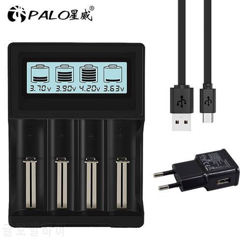 PALO 3.7V Battery Charger LCD Display Smart Charger For 18650 26650 21700 18500 16340 CR123A 18350 Rechargeable Li-ion Battery