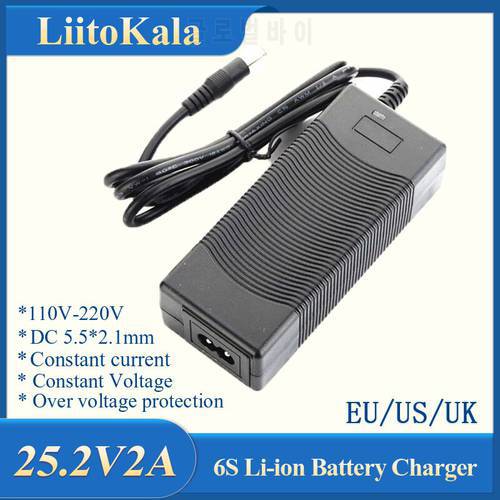 LiitoKala 6S 25.2V 2A 24V Battery Pack Power Supply Lithium Li-ion Charger AC 100-240V Converter Adapter