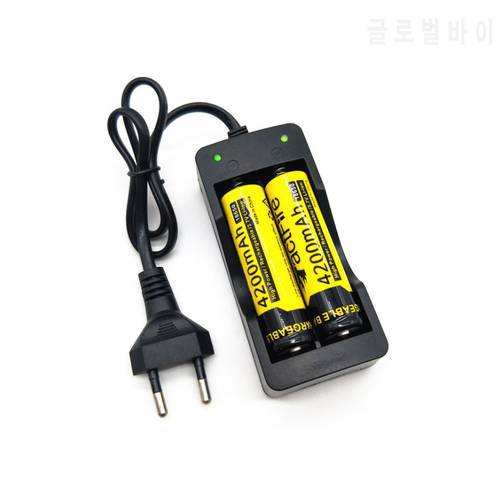 18650 Battery Charger US/EU Plug 2 Slots Smart Charging Safety Fast Charge 18650 Li-ion Rechargeable Battery Charger
