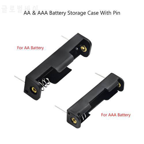 DIY New 1 Slots AA Battery Case Box AAA LR6 HR6 LR03 Battery Holder Storage Case With Long Pin Bateria Protection Container