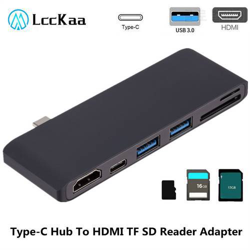 LccKaa 4k Type-C USB C Hub HDMI Thunderbolt 3 Adapter USB 3.1 with PD TF SD Card Reader Slot USB 3.0 Port for MacBook Pro/Air