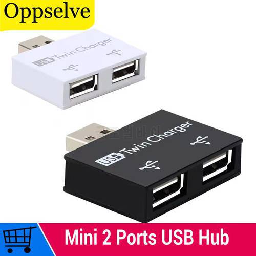 Portable USB 2.0 Dual 2 Ports Mini USB Hub Adapter Convertor For Laptop Tablet Moible Phone 5V Charging Extender Cable Splitter