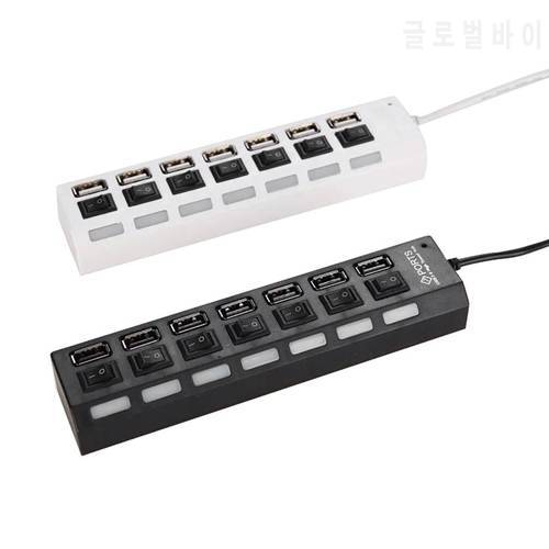 USB Hub 7-Port USB2.0 Multi-Port Hub Distributor with Power Supply Independent Switch Power Adapter Extender With PC Switch