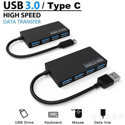 USB HUB 3.0 4 PORT Type C USB HUB High Speed Data cable Convertor adapter Support Mutli Systems Plug and Play USB Adapter