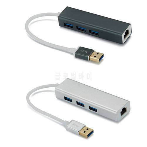 3 Port USB 3.0 Hub Gigabit Ethernet Network Adapter RJ45 Interface For Laptop PC 10/100/1000M Lan Card Network Cable Converter