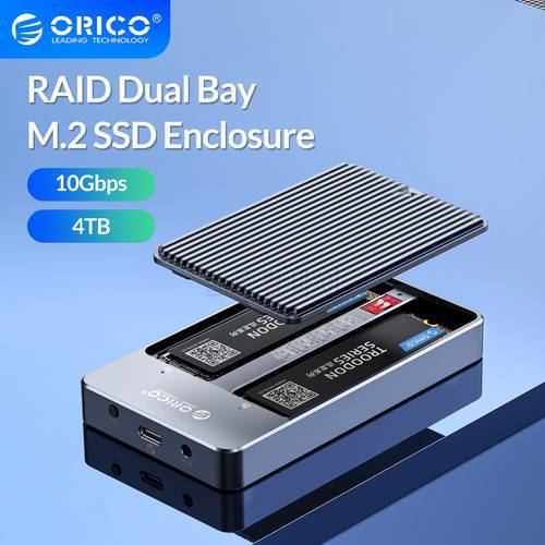 ORICO LSDT RAID M2 SATA Dual Bay SSD Case Support M.2 NGFF SATA SSD Disk For B Key B&M Key SSD Support PM/RAID 0/RAID1/JBOD Mode