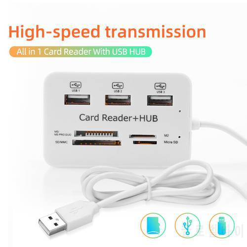 Multifunctional USB HUB MS/SD/M2/TF Card Reader High Speed 7 Ports Multi USB Splitter Adapter For Macbook PC Laptop Computer
