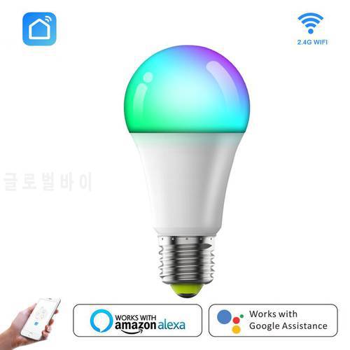 AUBESS 10W WiFi Smart Light Bulb E27 LED RGB Lamp Work with Alexa/Google Home RGB+White Dimmable Timer Function color Bulb