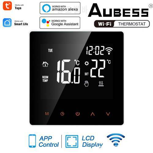 Aubess Tuya Wifi Smart Thermostat Temperature Controller,Water/Electric Heating With Build In Sensor Support Alexa Google Home