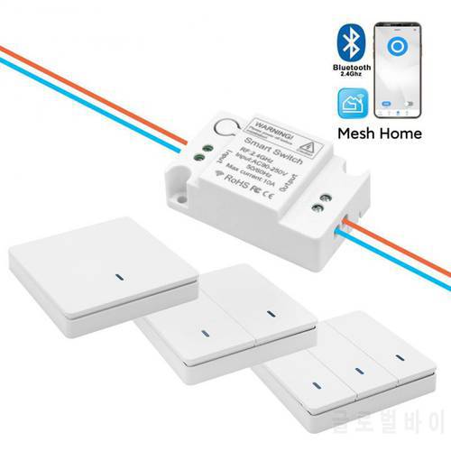 Wireless Mesh Home App Remote Control Dual-control Switch RF2.4G Free Stickers Free Wiring Household Lights Smart On-off Device