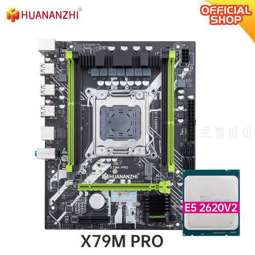 HUANANZHI M PRO LGA 2011 Motherboard cpu set with Xeon E5 2620 V2 combo kit set support DDR3 RECC memory M.2 NVME USB SATA