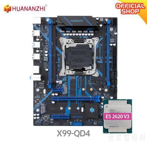 HUANANZHI QD4 LGA 2011-3 Motherboard with Intel XEON E5 2620 V3 with 4*8G DDR4 NON-ECC Memory Combo Kit Set NVME USB 3.0