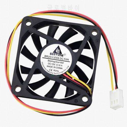 2 Pieces Gdstime DC 12V 3Pin 6cm 60mm x 10mm Two Ball Brushless Computer Case Cooling Fan 60x60x10mm
