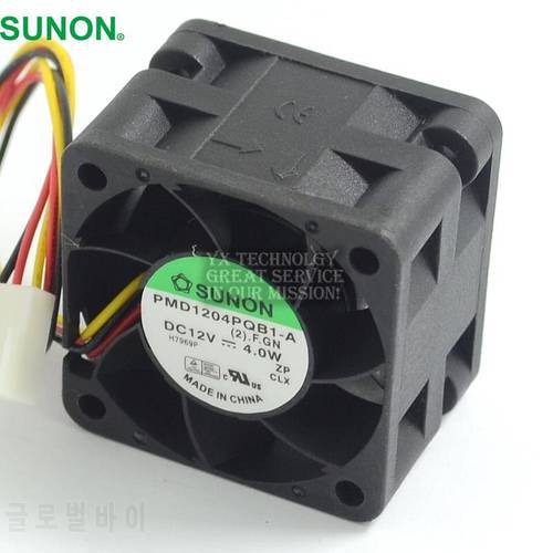 For SUNON NEW 4028 40mm PMD1204PQB1-A 12V 4W double ball bearing fan server cooling fans 40*40*28MM