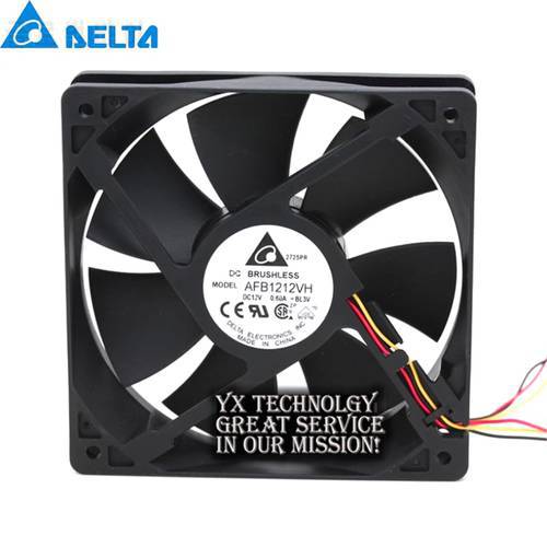 Delta For 120mm AFB1212VH-BL3V fan 12025 120mm 12V 0.60A 3lines dedicated cooling fan for 120*120*25mm