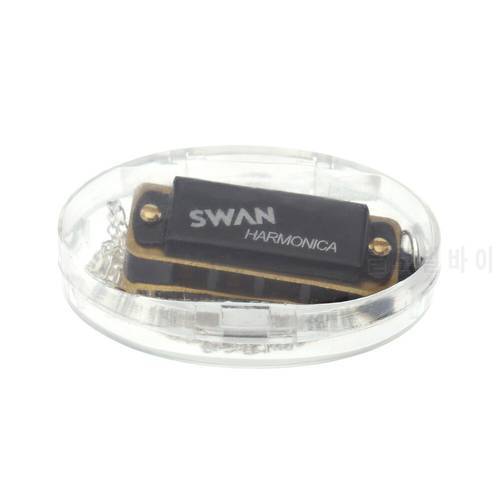 Swan Mini 4 Holes 8 TonesHarmonica Keychain Black Harmonica Metal Chain Necklace Style Mouth Organ High Quality as A Gift