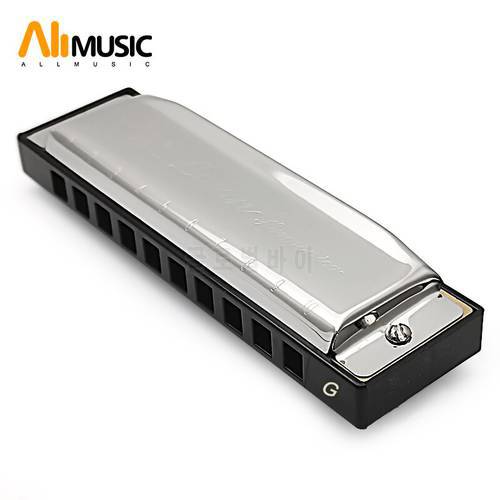 SWAN Harmonica BLUES 10 Hole G Tone with Case Brass Stainless Steel