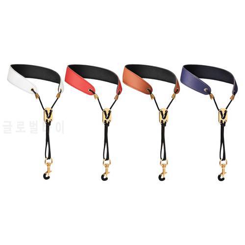 Professional Saxophone Neck Strap Padded Accessories Comfortable with Metal Hook Harness PU Leather for Alto Sax Tenor Saxophone