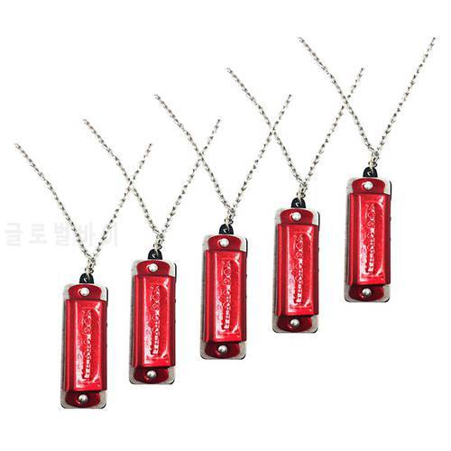 5pcs Playable Mini Harmonica Pendant Necklace Type Small And Exquisite