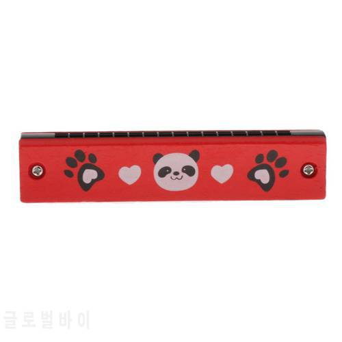 Wooden Harmonicas Double-row 16-hole Mouth Organ Xylophone Toy Panda