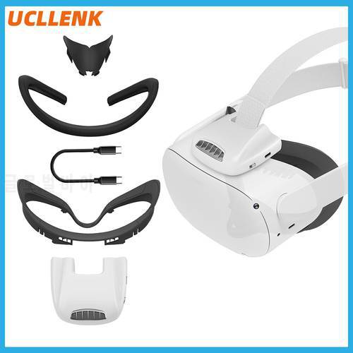 Circulation Cooling Fan For Oculus Quest 2 Elite Head Strap No Fog Facial Interface Face Pad Relieve Fogging M2 Pro Strap