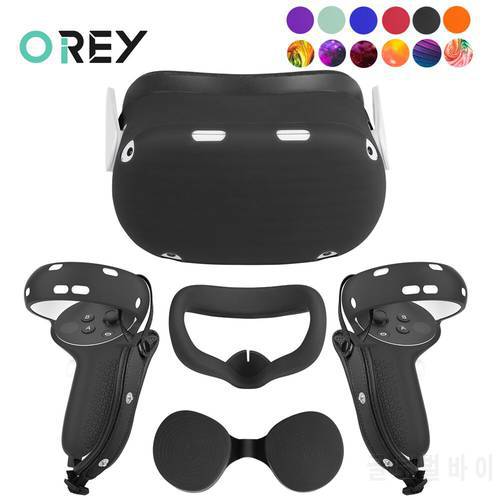 Silicone Protective Cover Shell Case For Oculus Quest 2 For Quest2 VR Headset Head Face Cover Eye Pad Handle Grip VR Accessories