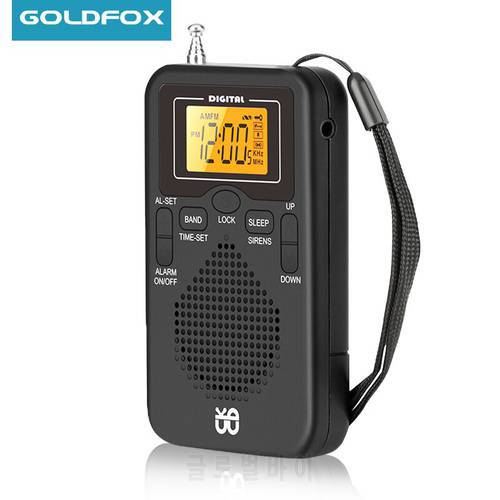 Portable Radio Mini AM FM Weather Radio Pocket Radio Player LCD Screen Digital Alarm Clock Radio Long Range Best Reception