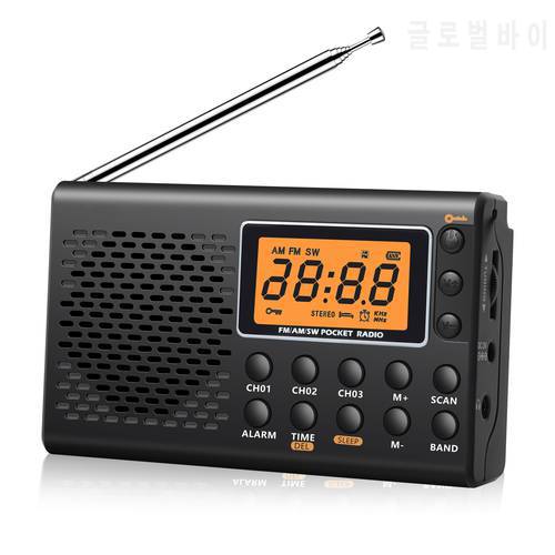 Yorek Portable AM/FM Shortwave Radio Big digital display with Sleep Timer and Alarm Clock Function, Battery Operated Radios
