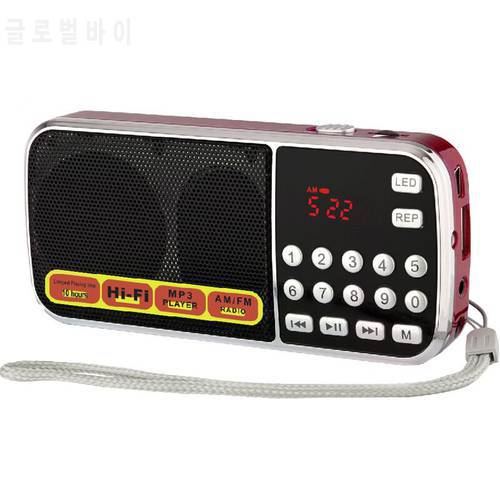 EONKO L-088AM Super Bass Dual Band AM/FM Radio King Supports TF USB AUX Flashlight Rechargeable Battery with a 4GB Micro sd