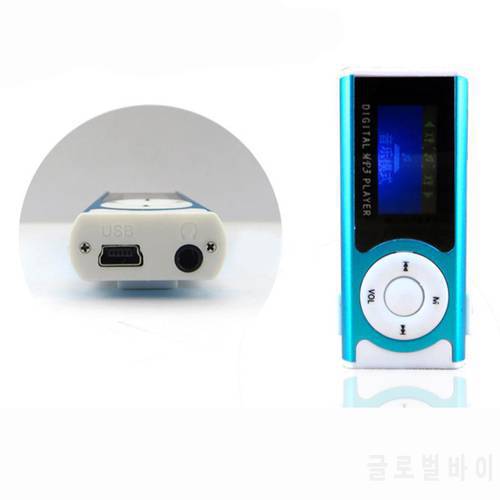 Supper Slim Mini USB Clip LCD Screen MP3 Media Player with Earphone and Power Cable Support 16GB Micro SD card